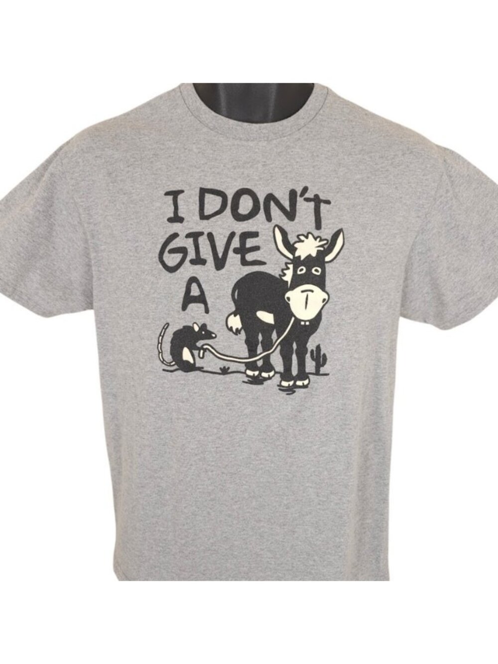 I Dont Give A Rats A** T Shirt Mens Size Medium Gray Donkey Burro Funny Idiom - Picture 2 of 6